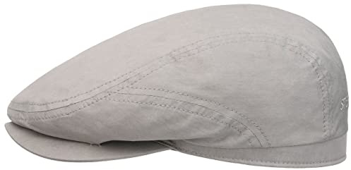 Stetson Sustainable Driver Flatcap Einfarbige Schiebermütze Bio-Baumwolle Nachhaltig Made in the EU Herren Frühjahr bis Winter hellgrau 59 cm