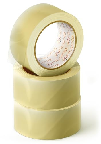 OFITURIA Cinta Adhesiva de Embalar Transparente para Embalaje de Cajas de Cartón de Envíos y Mudanzas. Precinto para Empaquetados Seguros y Resistentes (48 cms x 120 mts - Transparente, 3 Rollos)