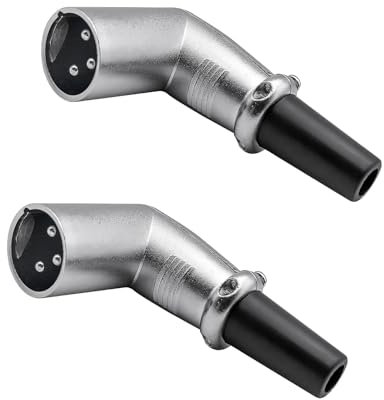 iYueMps 90 Degree XLR Connector, 2 Pack XLR 3 pin Microphone Speaker Male Right Angle Adapter (Male)