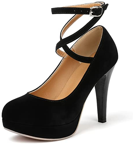 Mostrin Black Platform Heels for Women Sexy Closed Toe Pumps Fashion high Heel for Ladies Comfy Dressy Shoes Size 9.5