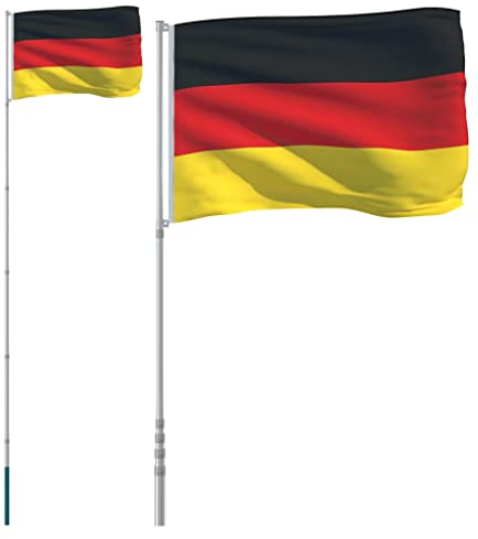 vidaXL Flagge Deutschlands mit Mast, Deutsche Fahne mit wetterfestem Fahnenmast, Nationalflagge für Garten, Länderflagge Länderfahne, 5,5 m Aluminium