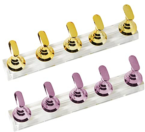 2 Sets Acryl Nägel Kunst Praxis Stands,Magnetische Nagelspitzenhalter,Training Fingernagel Displayständer, zum DIY Maniküre Salon