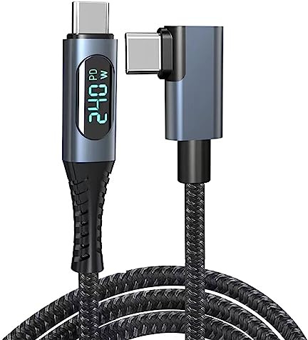AWADUO USB 4 Kabel, rechtwinkliger 90 Grad PD 240W für Thunderbolt 4 Kabel Dual Unterstützt HD Display USB C Kabel 8K@60Hz 40Gbps Datenübertragung(1,2M/4ft)