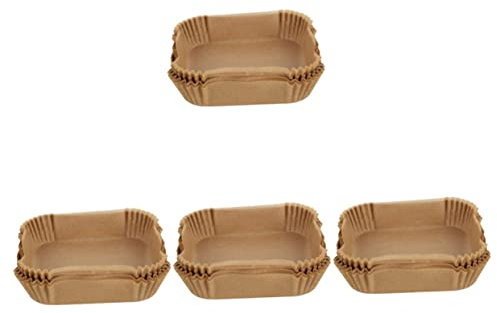 OQHAIR 400 pcs Chicken Oven Fries Square Pads Steaming Tray Pan Airfryer Fryer Cake Baking Pizza Disposable Air Pad Paper Cooking Trays Inch Non-stick Oil Roasting Snack Non Rectangular