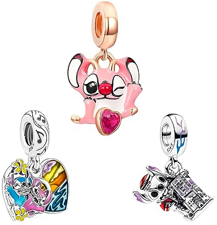 Doyafer 925 Sterling Silver Charms Set Pendant fit Women Charms Bracelet Necklace Cartoon Beads for Girls Gift 3-Piece/Package