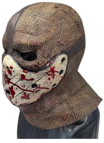 Rubber Johnnies Vogelscheuche Maske Sackleinen Stil Voorhees Hockey Maske Erwachsene Vollkopf Latex Maske Groß Halloween Masken