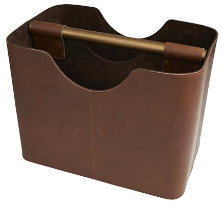 Deco 79 Leather Magazine Holder with Divided Inside, 16 x 10 x 12, Brown