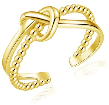 Cangall Silber Damen Ringe, 925 Sterling Silber Offen Verstellbar Ringe, Elegant Schlicht Silberringe in X-Form/Knoten Form, Unendlichkeit Stapelbar Offene Knuckle Fingerringe für Frauen Mädchen