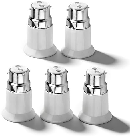 WGFOIP Extension de Douille B22 Mâle à E27 Femelle, 5 Pièces, Adaptateur D'ampoule, Supports de Lampe Convertisseur pour Lampes à économie D'énergie
