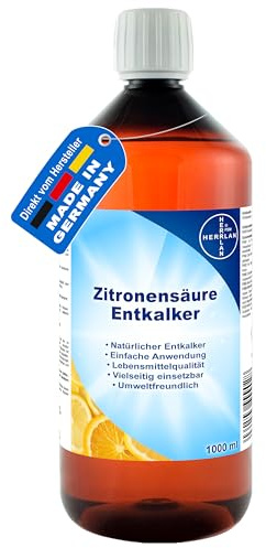 HERRLAN® Zitronensäure Entkalker 1 Liter für Haushalt & Oberflächen | Lebensmittelsicherer Entkalker, biologisch abbaubar, für Haushaltsgeräte und Oberflächen, Made in Germany.