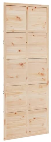 VidaXL Porta per Granaio 80x208 cm in Legno Massello di Pino, Porta della Stalla Scorrevole, Porta del Fienile per Interni