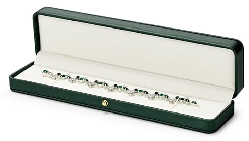 Papten Boîte de Rangement pour Longues Chaînes, Bracelets, Colliers - Présentoir à Bijoux - Coffret Cadeau pour la Saint Valentin, Anniversaire (vert)