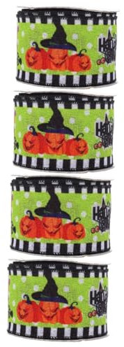 Lurrose 4rollen Wired Halloween Ribbon Decorative Craft Accessory Für Diy Projekte Yards Mit Eisenrand Für Halloween Dekoration Und
