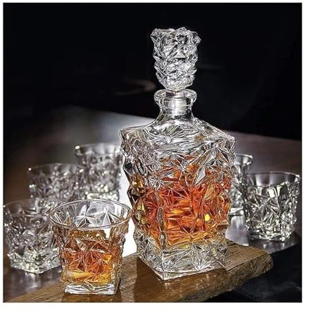 caraffa decanter per vino rosso Decanter Decanter Decanter for vino Set di decanter da 7 pezzi Bottiglia di vino in vetro al 100% da 850 ml con coperchio