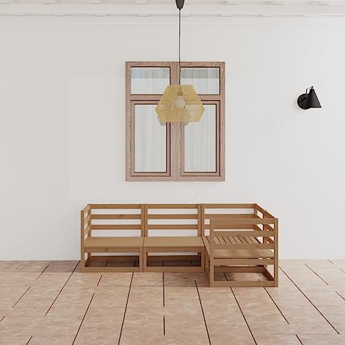 Lauuoeriau Gartenmöbel-Set, 4-teilig, Braun, Massivholz, Kiefer