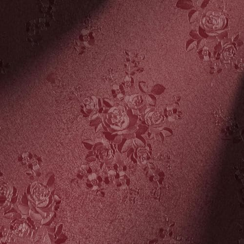 Erfoni Tapete mit Retro-Blumenprägung für Wohnzimmer, dekorativ, dick, zum Abziehen und Aufkleben, strukturiert, entfernbares Kontaktpapier, Vintage, reines Rot, 1,50 x 45 cm