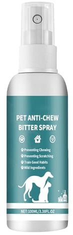 Gungtj Spray anti-morso per cani, spray amaro anti-masticazione da 100 ml, per un efficace addestramento degli animali domestici, aiuti comportamentali per cani e gatti per uso interno ed esterno,