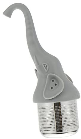 VOSAREA Elephant Shape Tea Strainer Silicone Tea Infuser Stainless Steel Gray for Home and Office