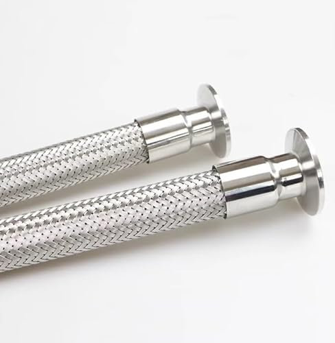Abrazadera triple de 3 pulgadas x tubo de 38 mm OD 304 de acero inoxidable trenzado suave fuelle de 500 mm, manguera flexible y duradera para aplicaciones de elaboración de cerveza y elaboración