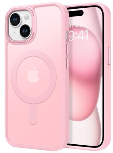 GaoBao Cover per iPhone 15 Plus compatibile con MagSafe, ibrido magnetico Case Traslucido Opaco Posteriore Protezione Fotocamera Cover Sottile Antiurto Retro Anti Graffio per iPhone 15 Plus 6,7, Rosa