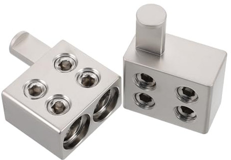 LALADEFIEE 2pcs Car Terminal Block Alloy Distribution Block Audio Splitter for Car Audio System for Connecting Wires in Automotive Amplifier Setup