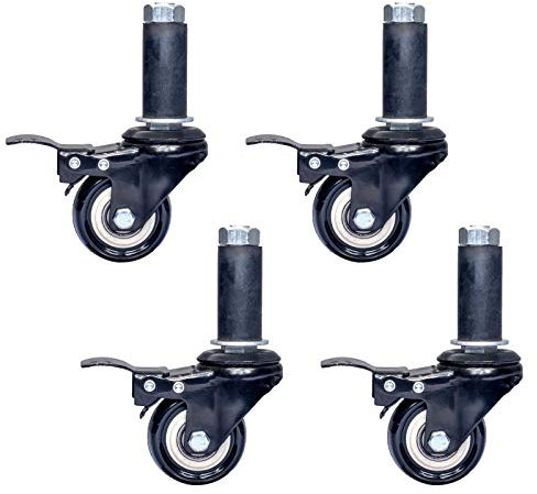 LFONDIGE Lenkrollen mit rundem Rohr, robuste Lenkrollen mit Bremse, 4er-Set aus Polyurethan-Drehgelenk, Konsolen-Werkbank-Trolley, Möbel-Regalräder/50 mm/2 Zoll/23 mm
