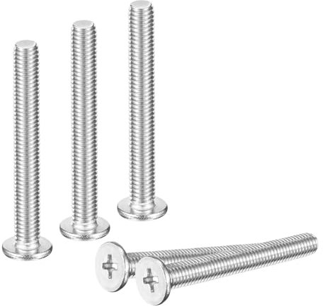 QUARKZMAN M9.5-0.8 X 40Mm 100 Piezas Tornillos de Cabeza Plana Redonda de Acero Inoxidable 304 con Ranura Phillips Tornillos de Máquina Herrajes de Fijación para Conexión de Muebles