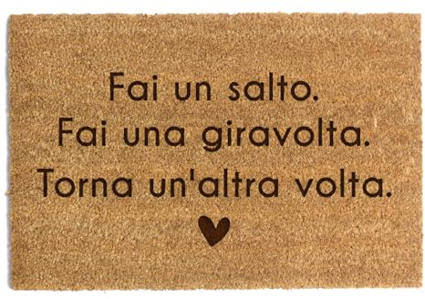 Happenings Zerbino in fibra di cocco – Divertente zerbino con scritta Fai un salto. Fai una giravolta. – Come regalo – Zerbino per la casa (40 x 60 cm)