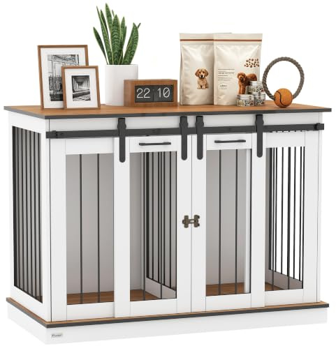 PawHut Hundekäfig Hundebox 2-Raum-Option 2 Türen 120 x 60 x 88,5 cm Weiß