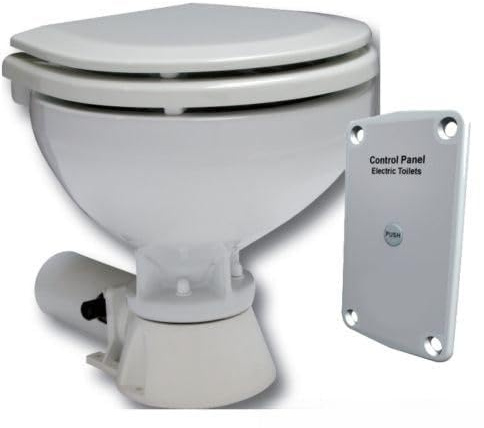 SAWESTO Elektrische Bootstoilette Kompakt WC mit Bedienungspaneel | 12V Bordtoilette mit Zerhacker für Camping Wohnmobil & Boot | Zerhackertoilette Weiss