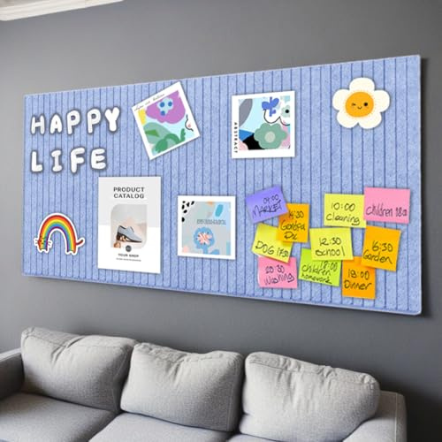Gohytal Kleine Große Filz Pinnwand Selbstklebend, DIY Filz Memoboards Set für Fotos Bilder Postkarten Filzboard Memotafeln Memo Board Wanddekoration für Büro Küche, Fotos Memos-Hellblau