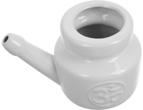 Olla de Lavado Nasal de Cerámica 350ml, Blanco, Elegante | Limpieza Nasal Adulto, Lavado de Senos Paranasales, Uso Yoga y Cambios Estacionales