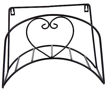 Happyyami Soporte para Manguera de Jardín Colgador de Hierro Negro 33x24 Cm Montaje en Pared para Exteriores Resistente al Sol y Frío Organizador de Mangueras de Almacenaje