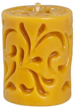BeesWax World Handgefertigte Bienenwachskerzen Natürliche dekorative Kerzen aus 100% Bienenwachs mit Baumwolldocht Nachhaltig & liebevoll gestaltet (Dekorativer Zylinder – Höhe: 90 mm)