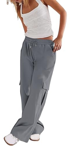 Pantaloni da trekking cargo tecnici da donna, tasche impermeabili per birdwatching e escursioni nella riserva naturale, Grigio scuro, S