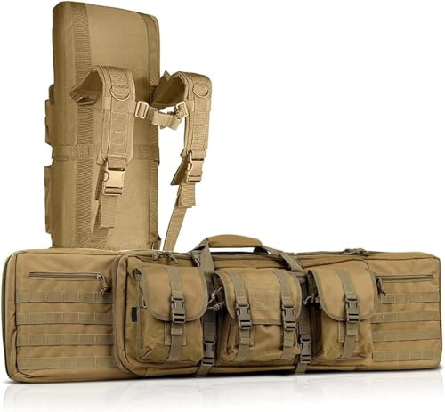 Gewehrtasche 2 Langwaffen,Lange Jagdtasche, Taktischer Doppelgewehrkoffer,Jagdtasche Für Luftgewehr Für Langwaffen Luftgewehr M249 Militärarmee Airsoftgewehr Tragetasche CS Schießen C,140cm/55in
