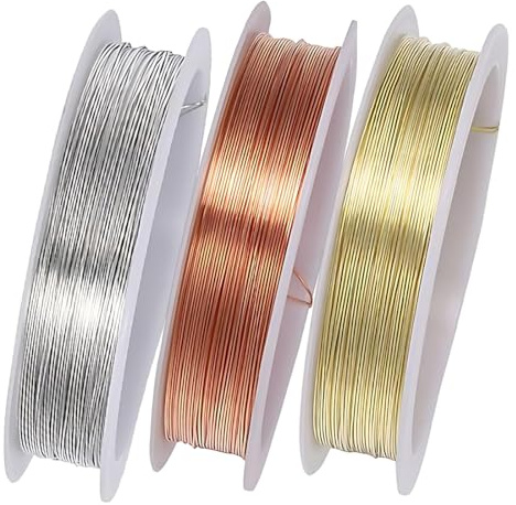 3 Rotoli Rotolo di Filo per Gioielli, 0,2 mm Filo di rame nudo Filo filo perline, per Artigianato, Creazione di Gioielli Fai da Te,filo metallico per bigiotteria