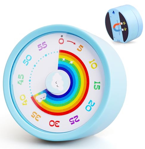 Visueller Timer für Kinder, 60-Minuten Countdown Timer | Kinder Timer mit leisem Betrieb und Magnetrückseite – Für Lernen, Spielzeit und effektives Zeitmanagement