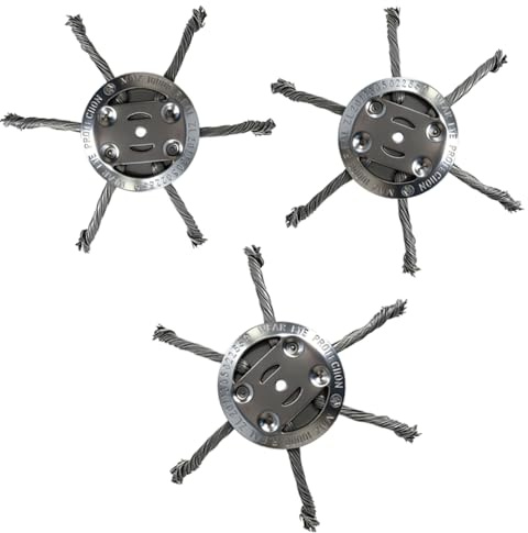 Stahldraht Rasentrimmer,3 Stück Ersatzkopf für Rasentrimmer Zubehör,5mm Bohrung Rasentrimmer Kopf aus Stahldraht,Unkrautbürste für Rasentrimmer,für Garten Rasentrimmerkopf