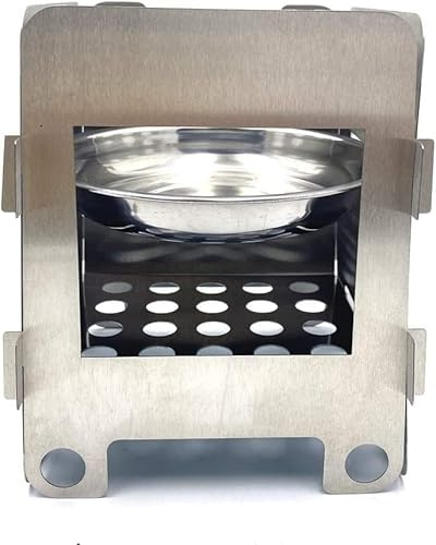Large Portable Folding Wood Stove - Outdoor Camping & Backpacking Alcohol Stove With Charcoal Chimney Starter For Efficient Cooking