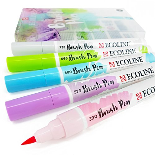 Royal Talens Ecoline Flüssige Aquarellstifte, 5er-Set in Kunststoff-Hülle, Pastell
