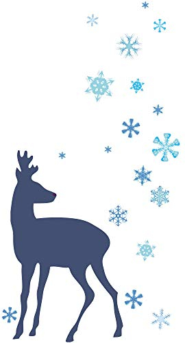 1art1 Weihnachten REH Und EIS-Sterne, Blau Wand-Tattoo | Deko Wandaufkleber für Wohnzimmer Kinderzimmer Küche Bad Flur | Wandsticker für Tür Wand Möbel/Schrank 45x36 cm
