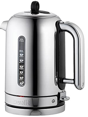 Dualit Classic Kettle - Polished Stainless Steel with Black trim- Quiet boiling kettle - 90 Second Boil Time - 1.7L Capacity, 1.5kW