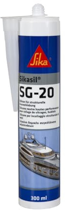 SIKA - Silicone vitrage collage étanchéité - Sikasil SG-20 - Blanc - 300ml | Pour collage et étanchéité vitrage et hublots - Résiste aux UV et vieillissement - Classement feu B1 - Usage professionnel