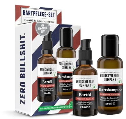 Brooklyn Soap Company Bartpflege Set - Das Vorteilsset für Männer · Bartshampoo & Bartöl mit Gin Tonic Duft · Brooklyn Soap Company