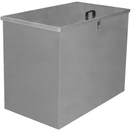Verzinkter Futterbehälter 2 Fächer 64 Liter Futtertonne Futteraufbewahrung Futterlagerung Futterlager wetterfest Futtertrog mit Deckel witterungsbeständig Futterbox