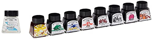 Winsor & Newton Inchiostro Colorato Da Disegno 14 Ml - Bianco, Giallo, Rosso Vermiglio, Porpora, Oltremare, Verde Brillante, Marrone Torba, Nero Indiano - Acquerello