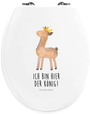 Mr. & Mrs. Panda Motiv WC Sitz Lama König - Geschenk, Klobrille, Alpaka, Toilette, Toilettendeckel, Klodeckel, Abi, Lamas, Vorgesetzter, WC-Sitz