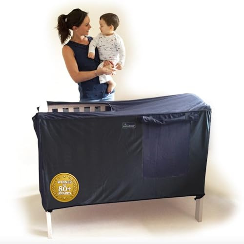 SnoozeShade Cot Bed Blackout Canopy and Sleep Cover Universal Fit 140x70cm Air-Permeable Mosquito Net for Babies and Toddlers