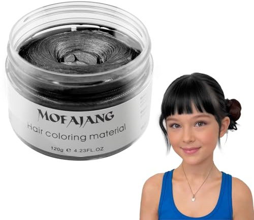 Temporäre Haarfarbe, Styling Haartone für Männer Frauen, Natürliche Frisur Pomade, Temporäre Haarfärbemittel Wachs für Party, Cosplay & Halloween, 4,23 Unzen (Schwarz)